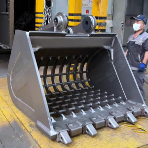 挖机网格筛分斗 挖掘机网格斗配件 矿石分类挖掘机漏斗振动筛格斗