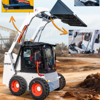 出口美国轮式微型滑移装载机 建筑施工坐驾小铲车 山地开荒滑移机